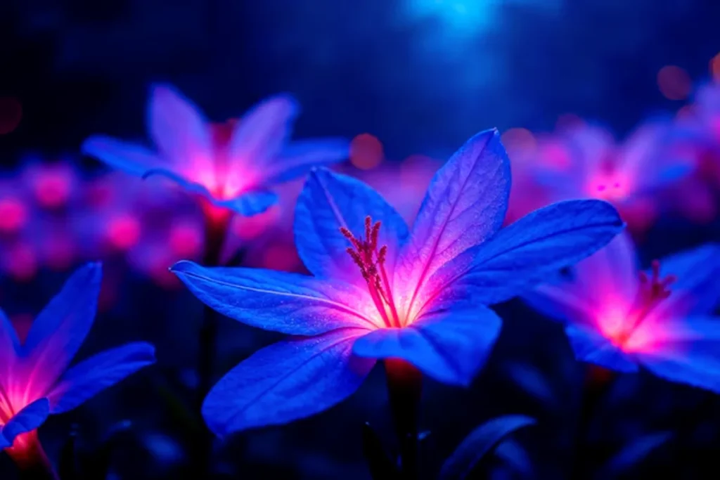 flores que estão brilhando no escuro