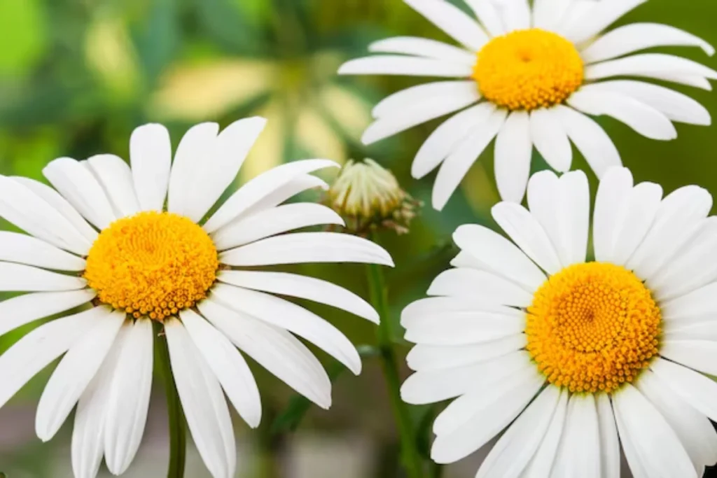 17 tipos de flores brancas: Nomes, Imagens e cuidados 3 flores com petolas brancas e amarelo no meio.