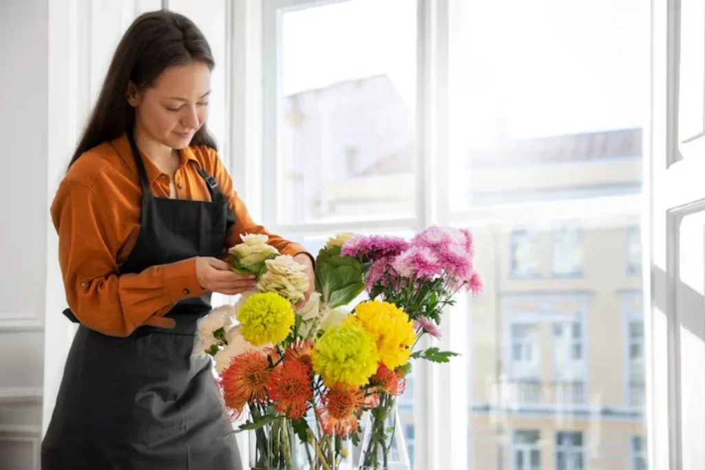 13 flores para decoração: Dicas e fotos 18 Mulher cuidando das flores para a decoração