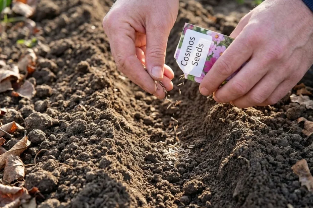 A forma de plantar a flor cosmos