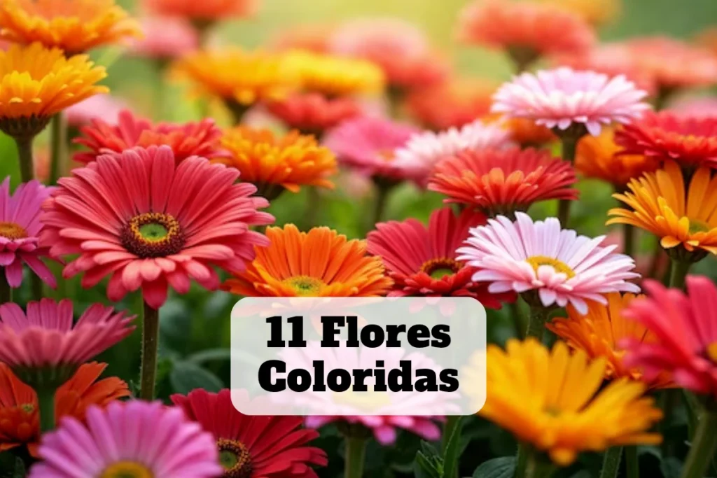 Jardim com varias flores coloridas