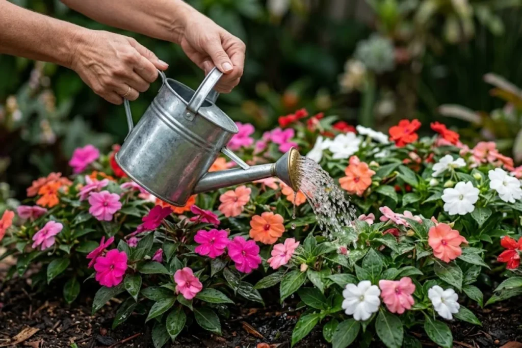Flor impatiens: Como plantar e cuidar para ter floração o ano todo 6 Regando a flores impatiens