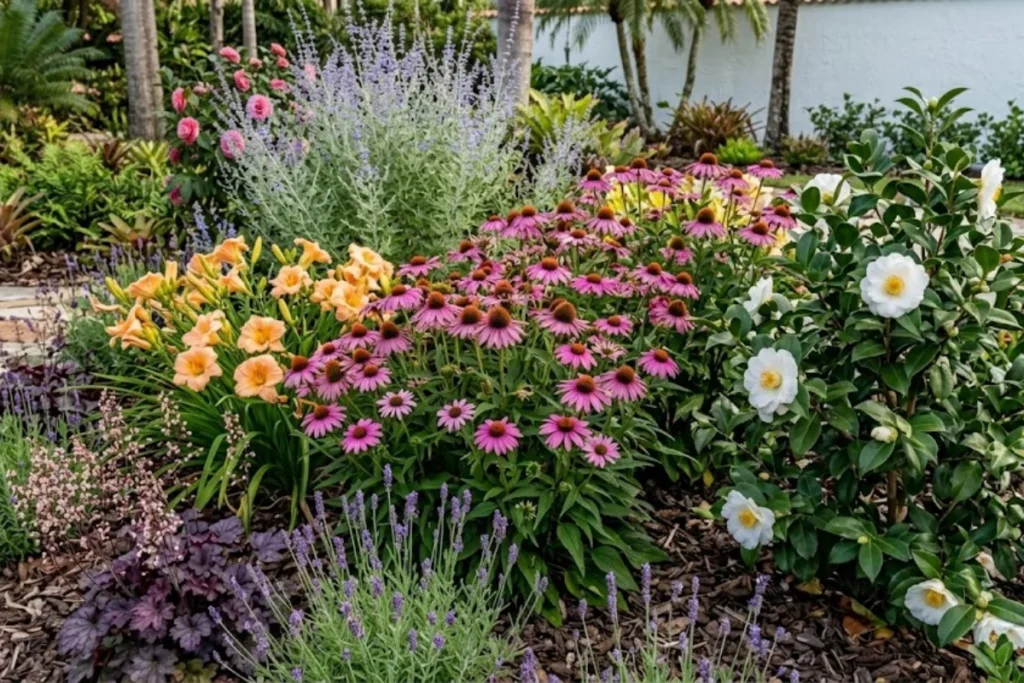 Jardim com flores perenes